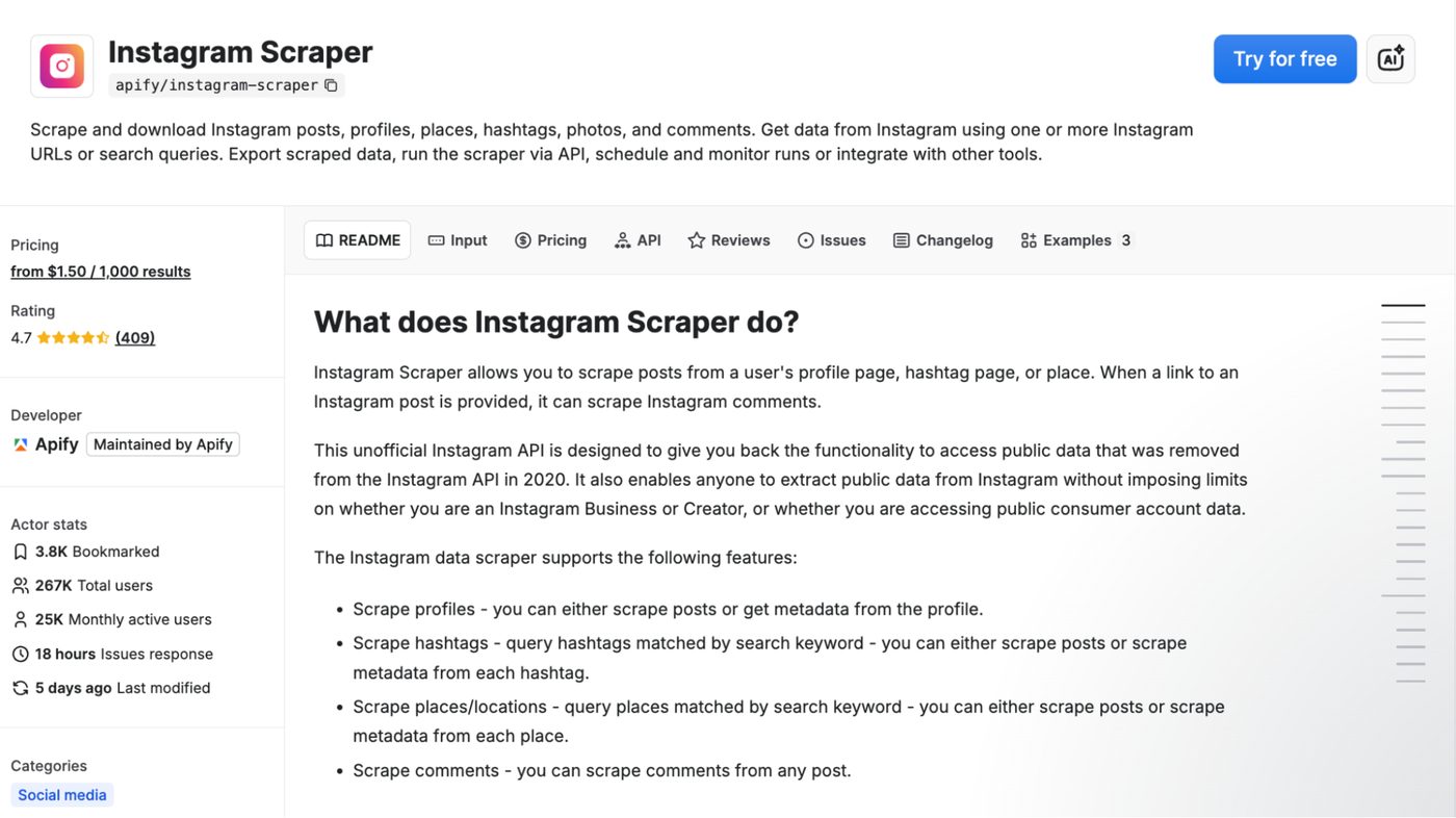 Apify review for Instagram