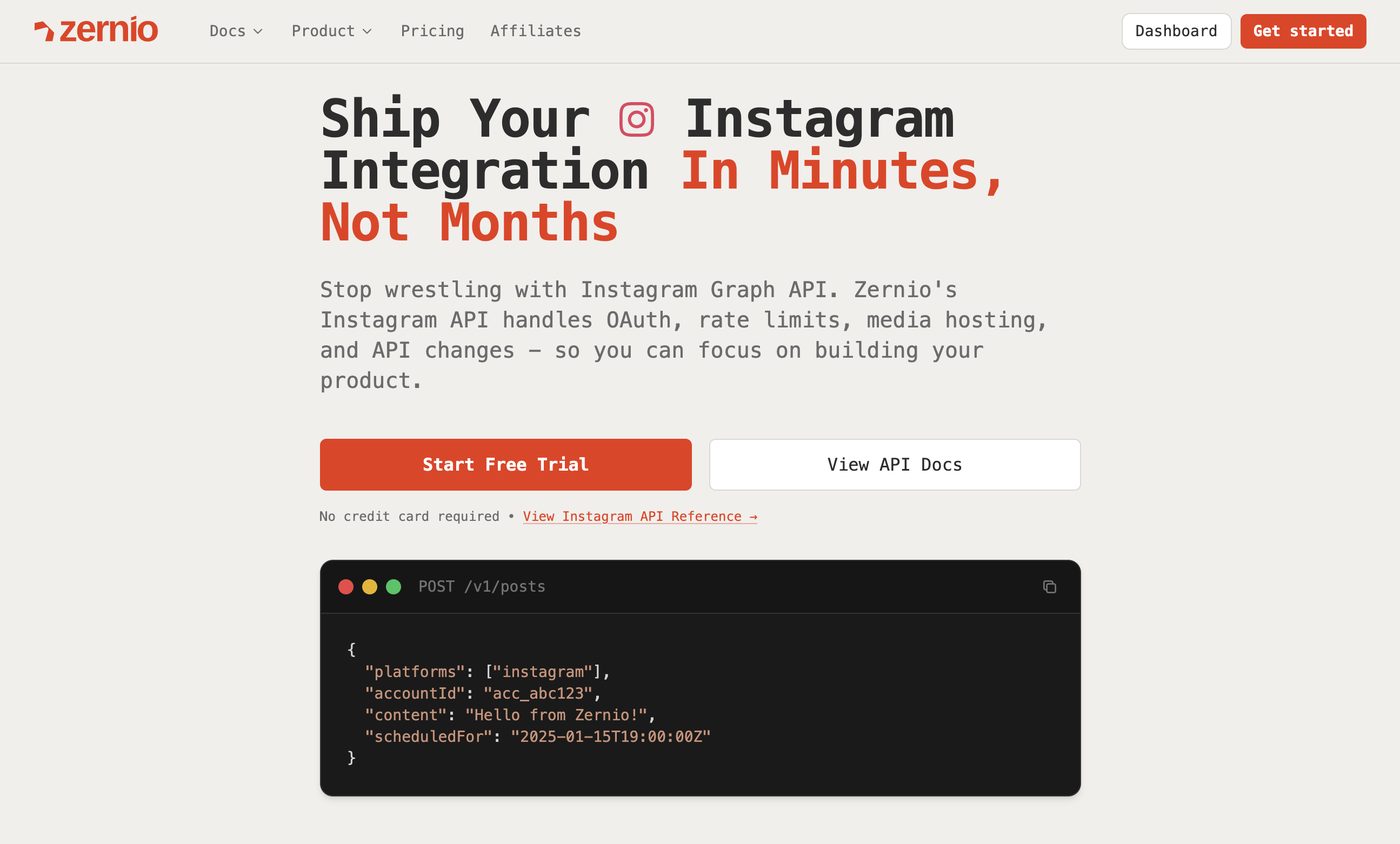 Zernio is the Instagram Graph API Alternative