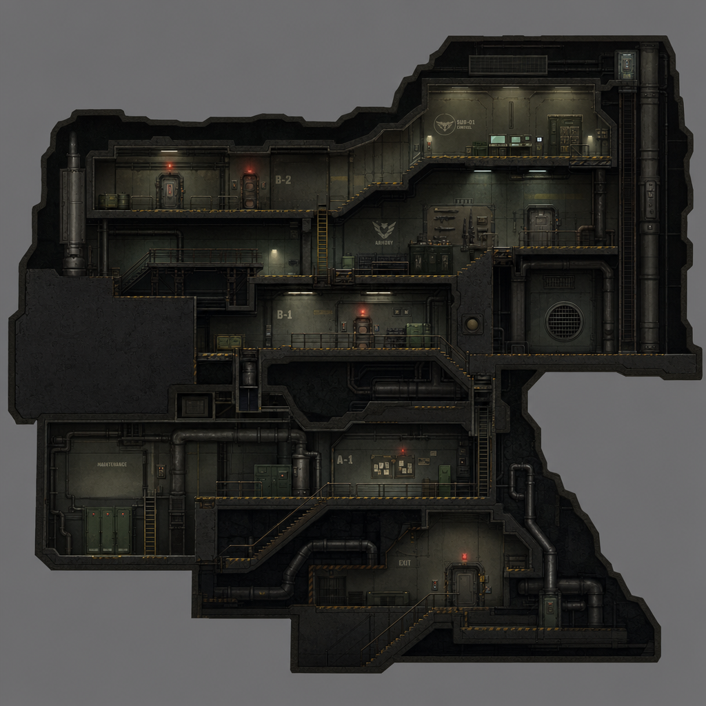 2D 16-bit metroidvania level, military underground (3)