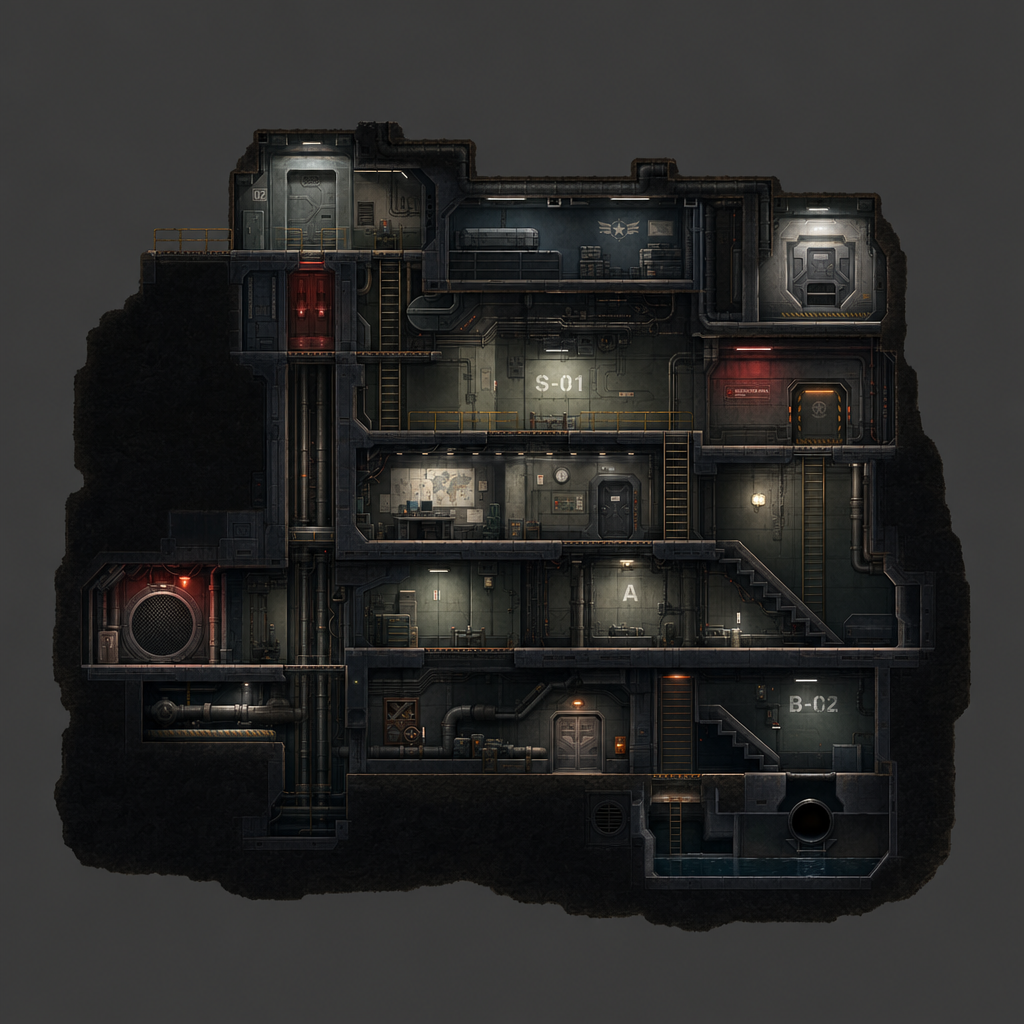 2D 16-bit metroidvania level, military underground (2)