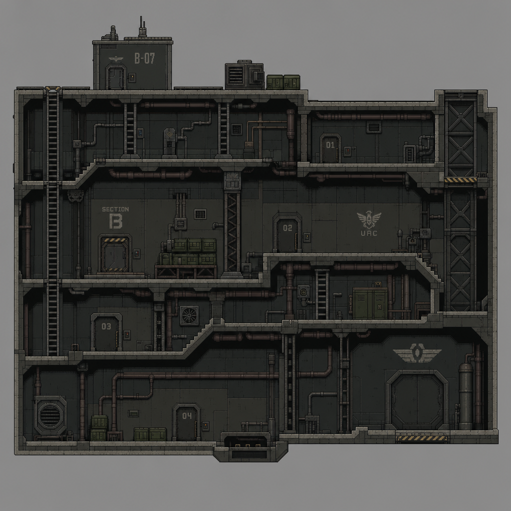 2D 16-bit metroidvania level, military underground (3)