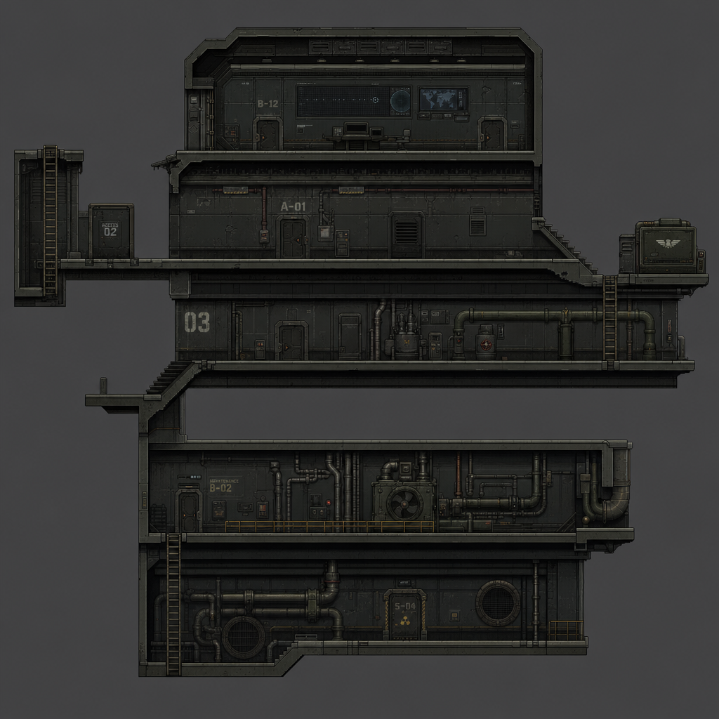 2D 16-bit metroidvania level, military underground (2)