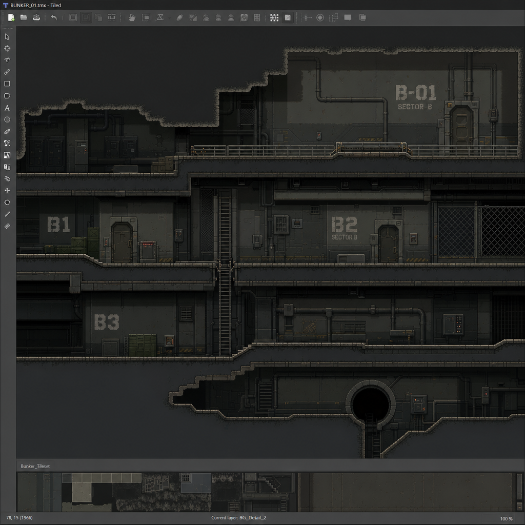 2D 16-bit metroidvania level, military underground (4)