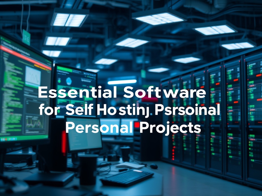 Illustration of essential software tools for self-hosting personal projects and server management