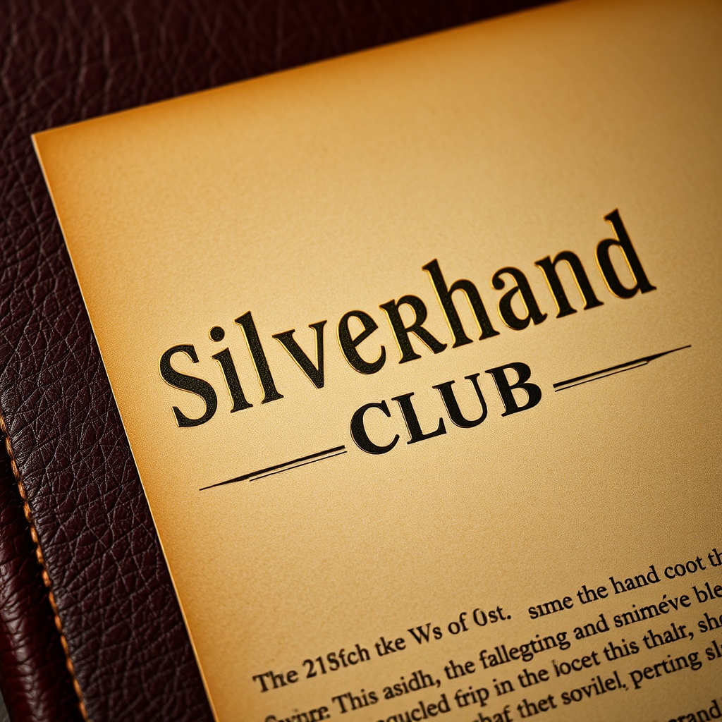 A polished silver hand emblem — the club's mark — set against deep burgundy felt.