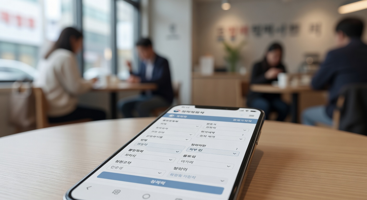 close-up of a smartphone screen showing Korea's internet registration system website