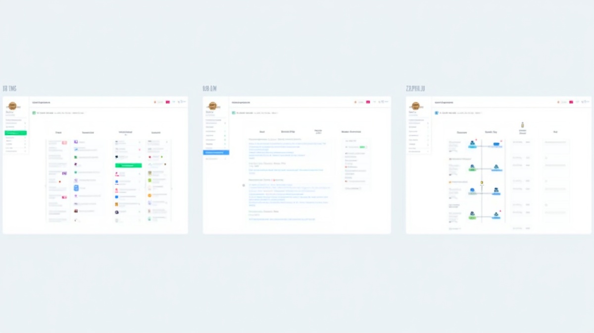 Trois diagrammes de workflow colorés dessinés à la main sur un tableau blanc, marqueurs de couleurs différentes sur un plateau, lumière naturelle douce