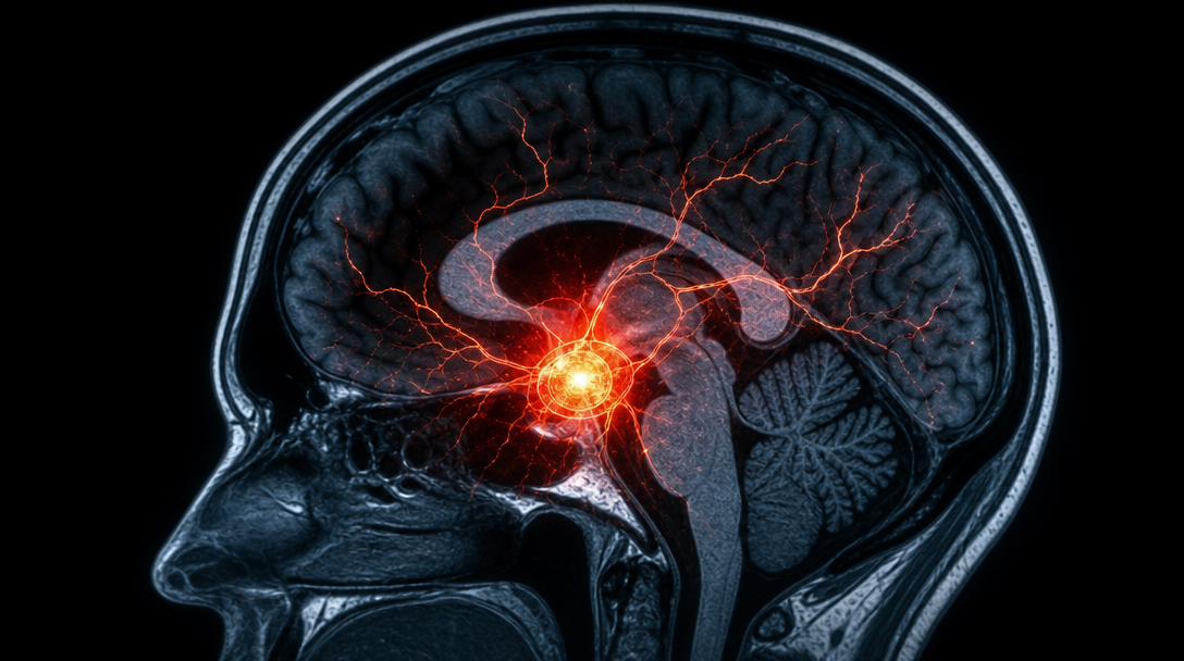 IRM fonctionnelle montrant l'amygdale en hyperactivation pendant un stress extrême