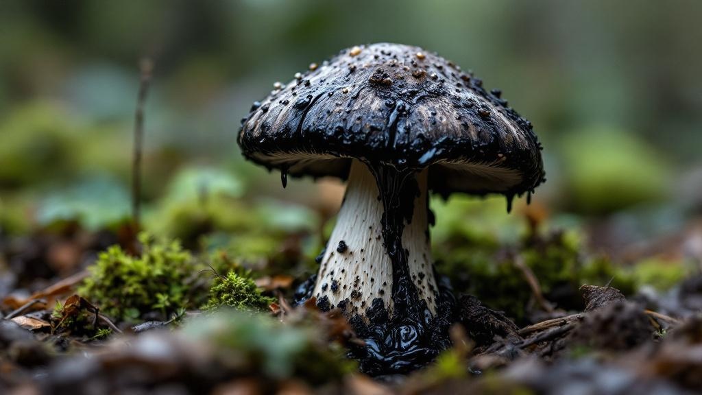 Proceso de autólisis en Coprinus comatus tinta negra