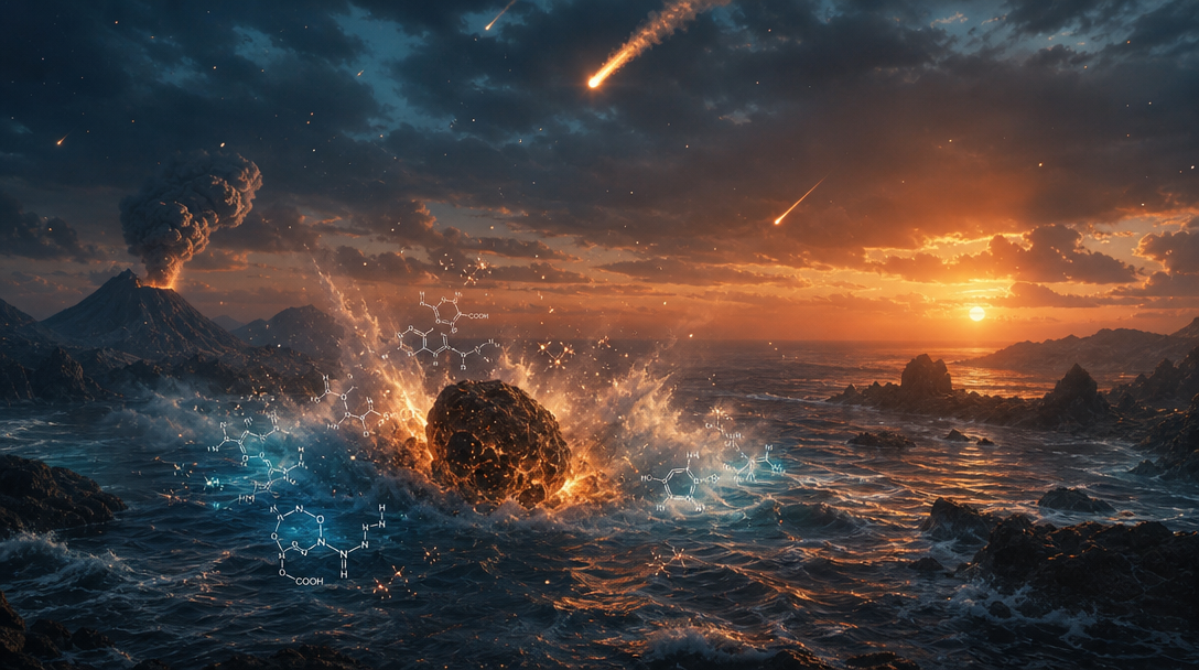 Visualisation de la panspermie — impact météoritique sur la Terre primitive