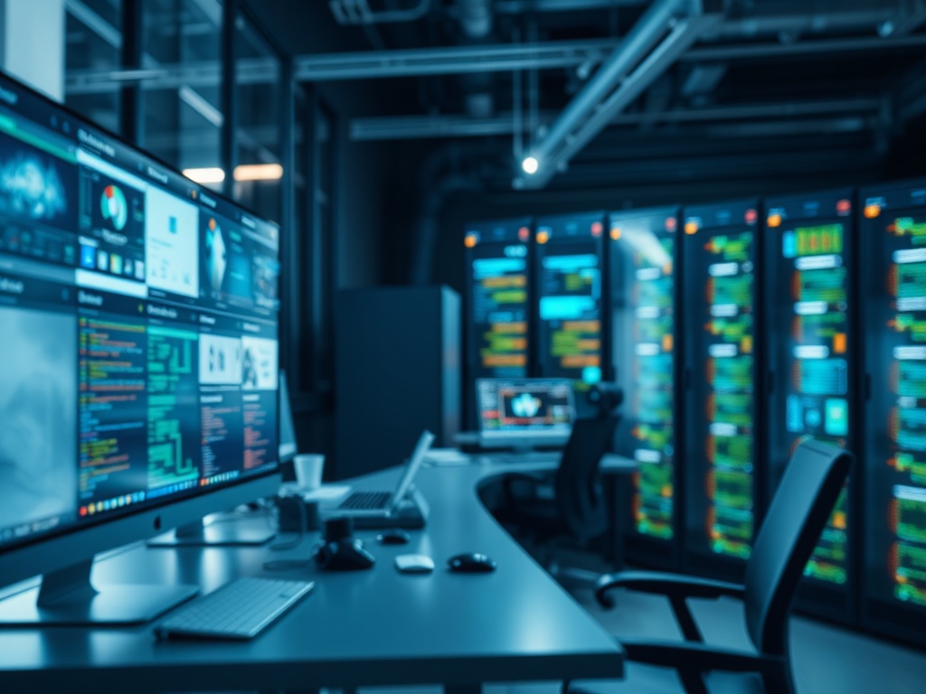 Illustration of AI SaaS platform architecture with cloud computing and data analytics icons