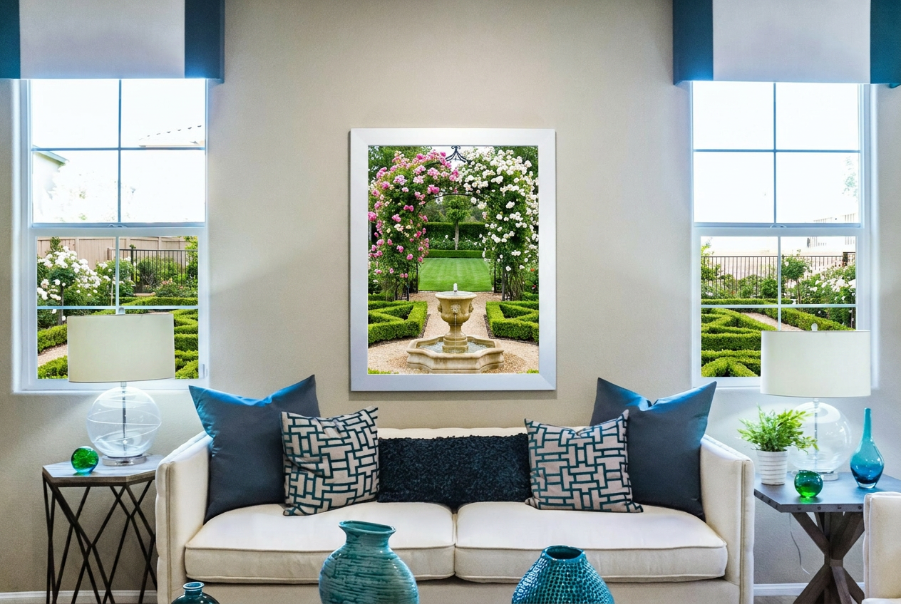 Reimagine this yard formal French style with a boxwood parterre, central limesto