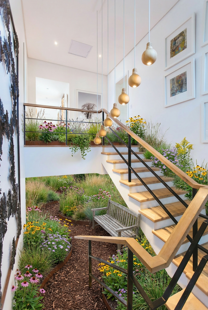 Reimagine this yard naturalistic prairie style with native grasses, prairie wild