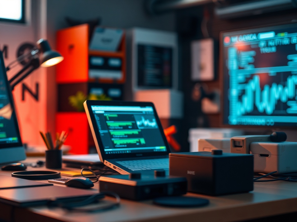 Illustration of AI tools enhancing software development processes and coding efficiency in AI-assisted development