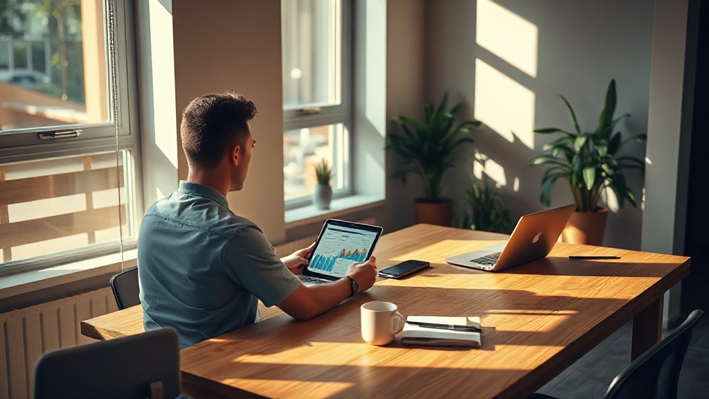 Small business owner using AI tools for growth strategy planning in 2026