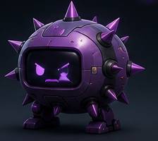 spiky purple robot — free 3D model