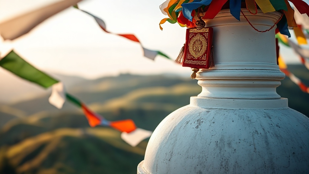 Stupa tibétain blanc du temple Palden Shangpa à La Boulaye en Bourgogne