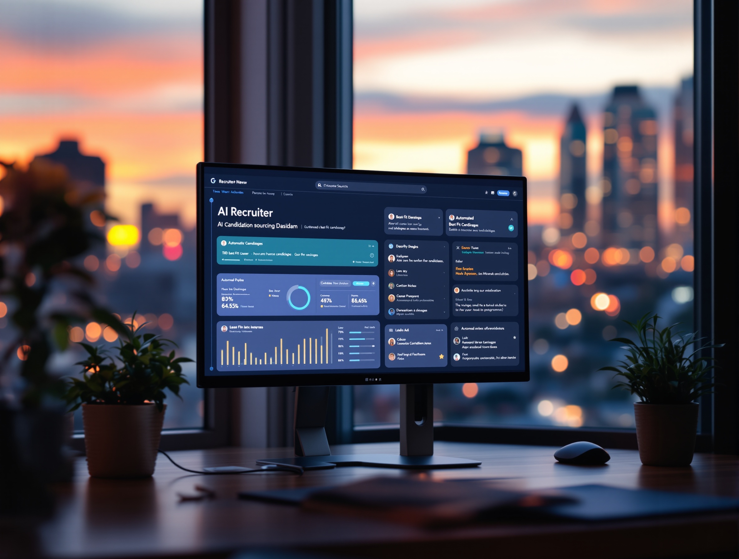 AI-powered candidate sourcing dashboard on a recruiter's screen