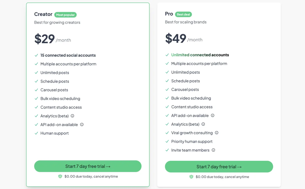 Post Bridge pricing