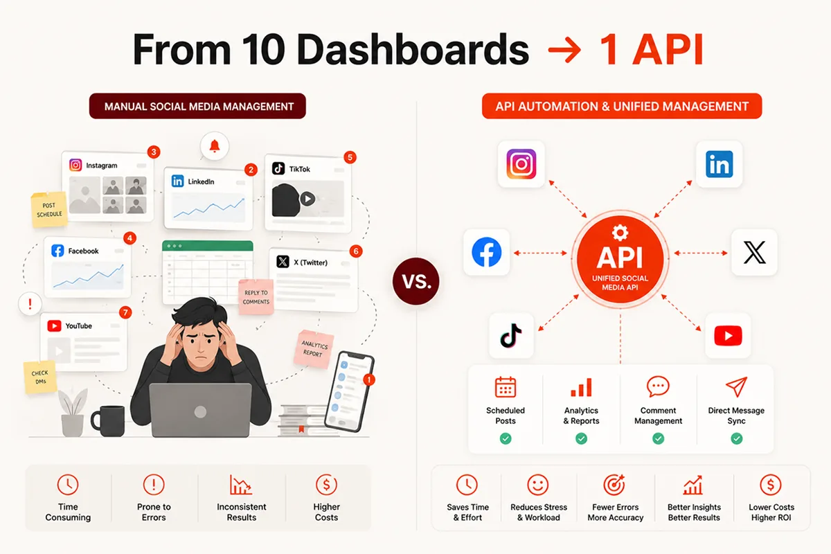 manual social media management versus API automation