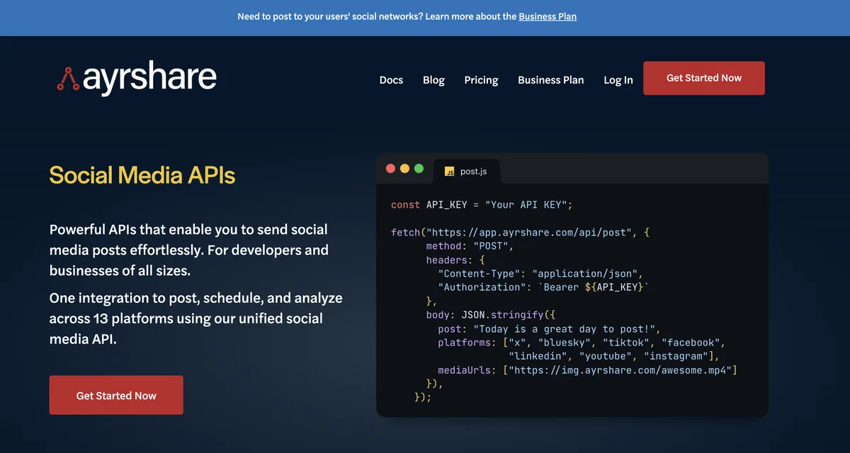 ayrshare social media api