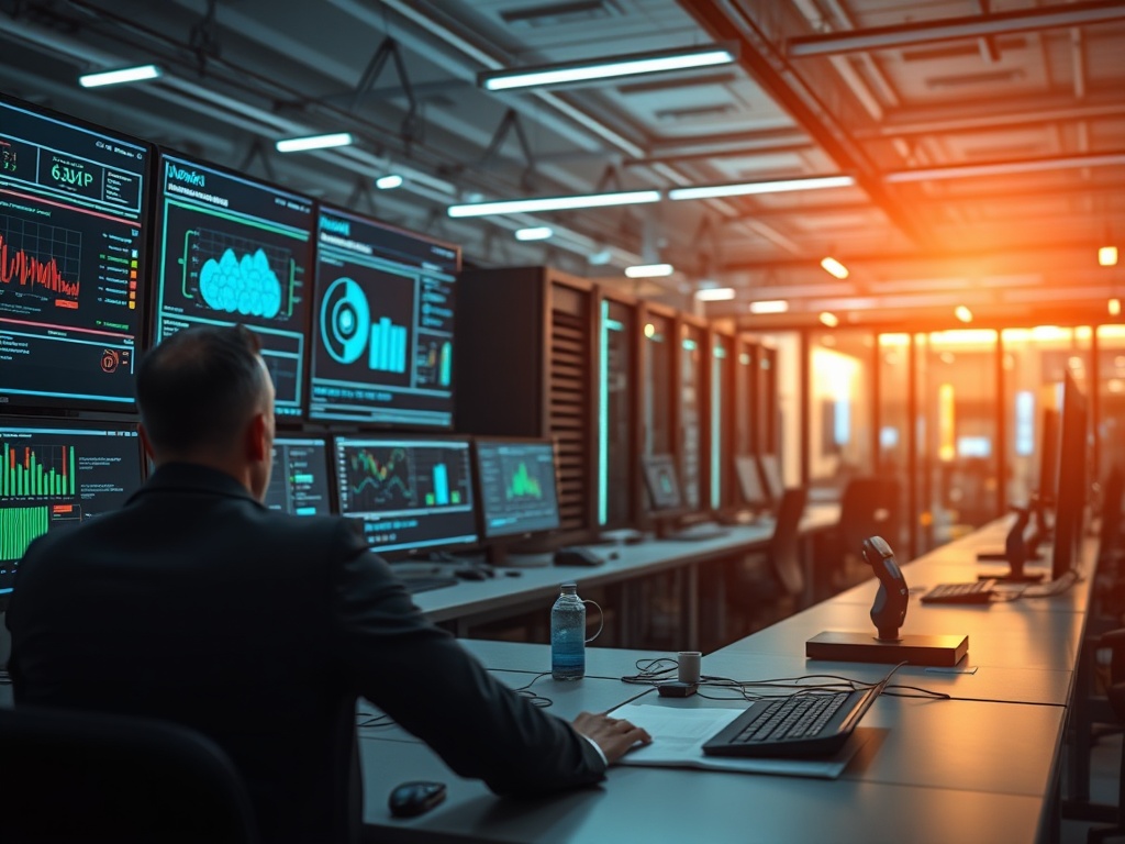 Illustration of AI tools analyzing market data for competitive business strategy insights
