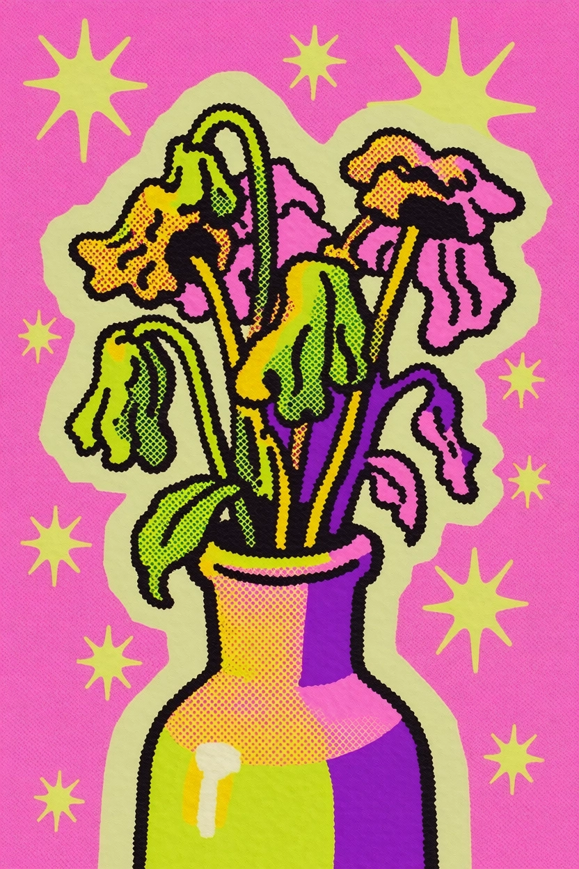 Krea 2 — wilting flowers with style transfer