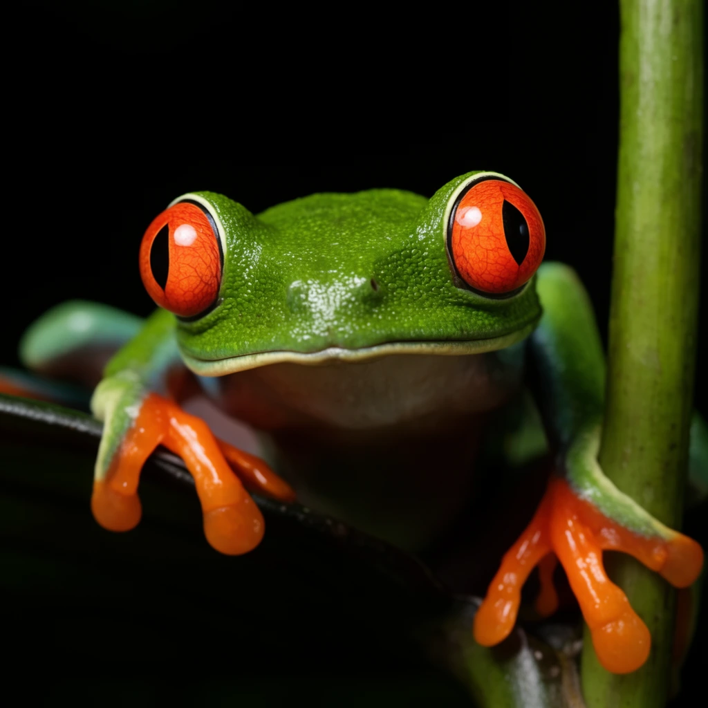Krea 2 Medium — red-eyed tree frog macro portrait
