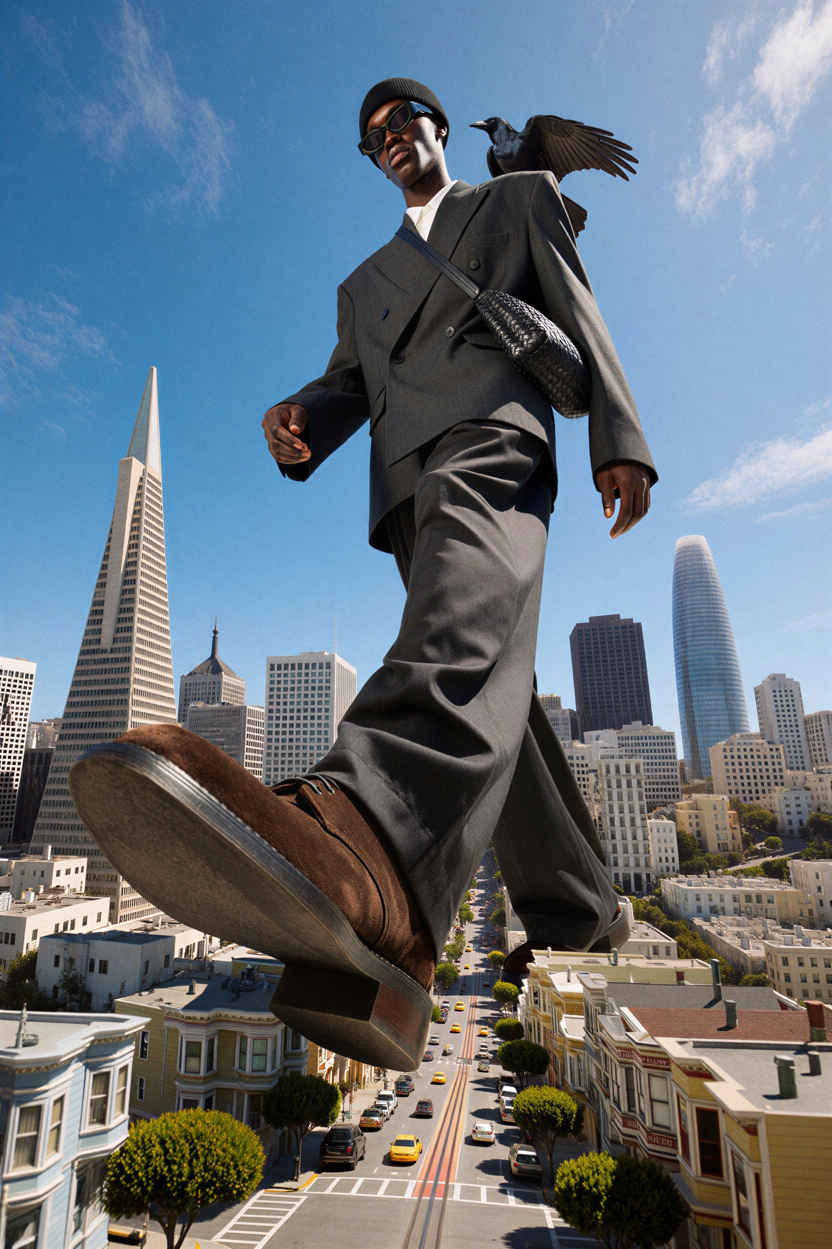 Krea 2 Medium — giant figure over San Francisco