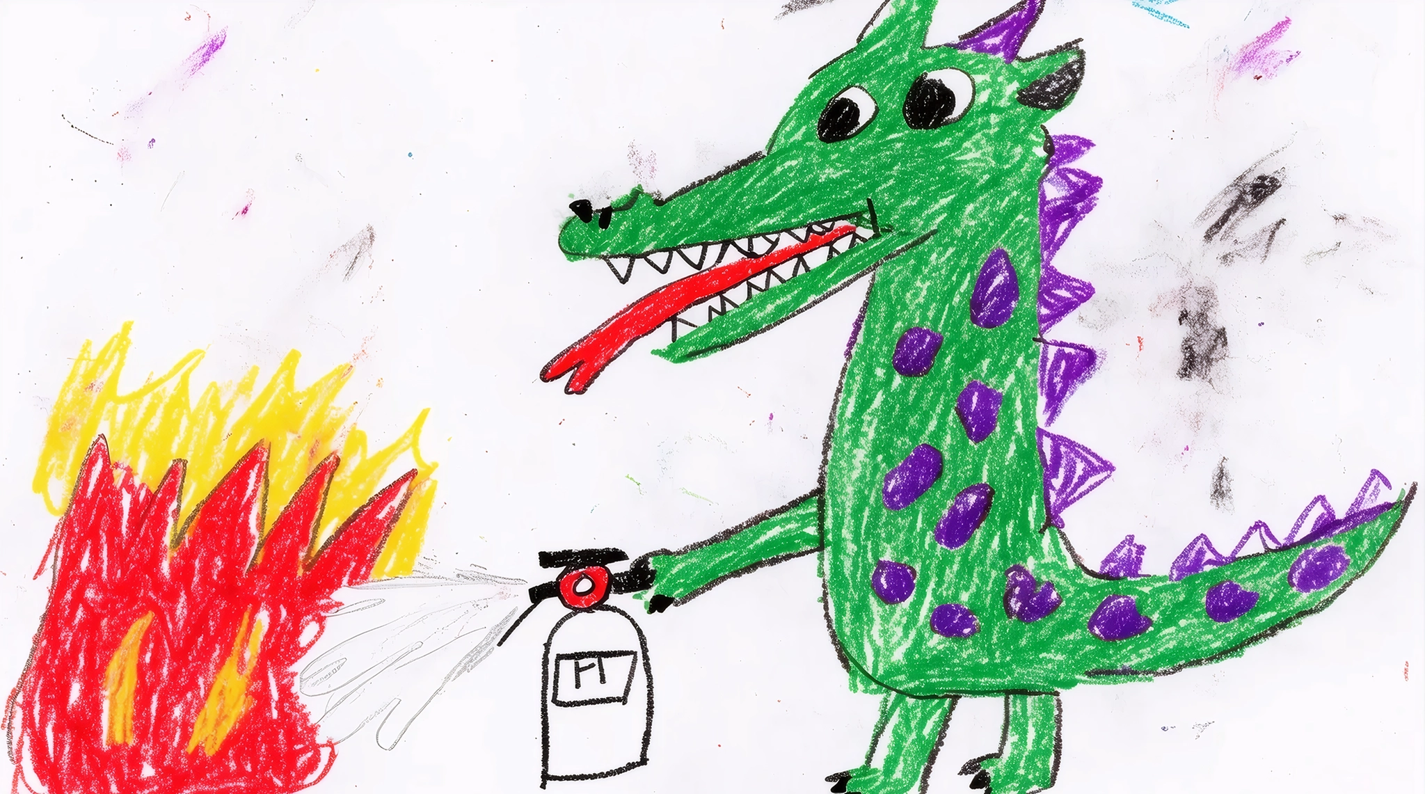Krea 2 Large — childish crayon dragon