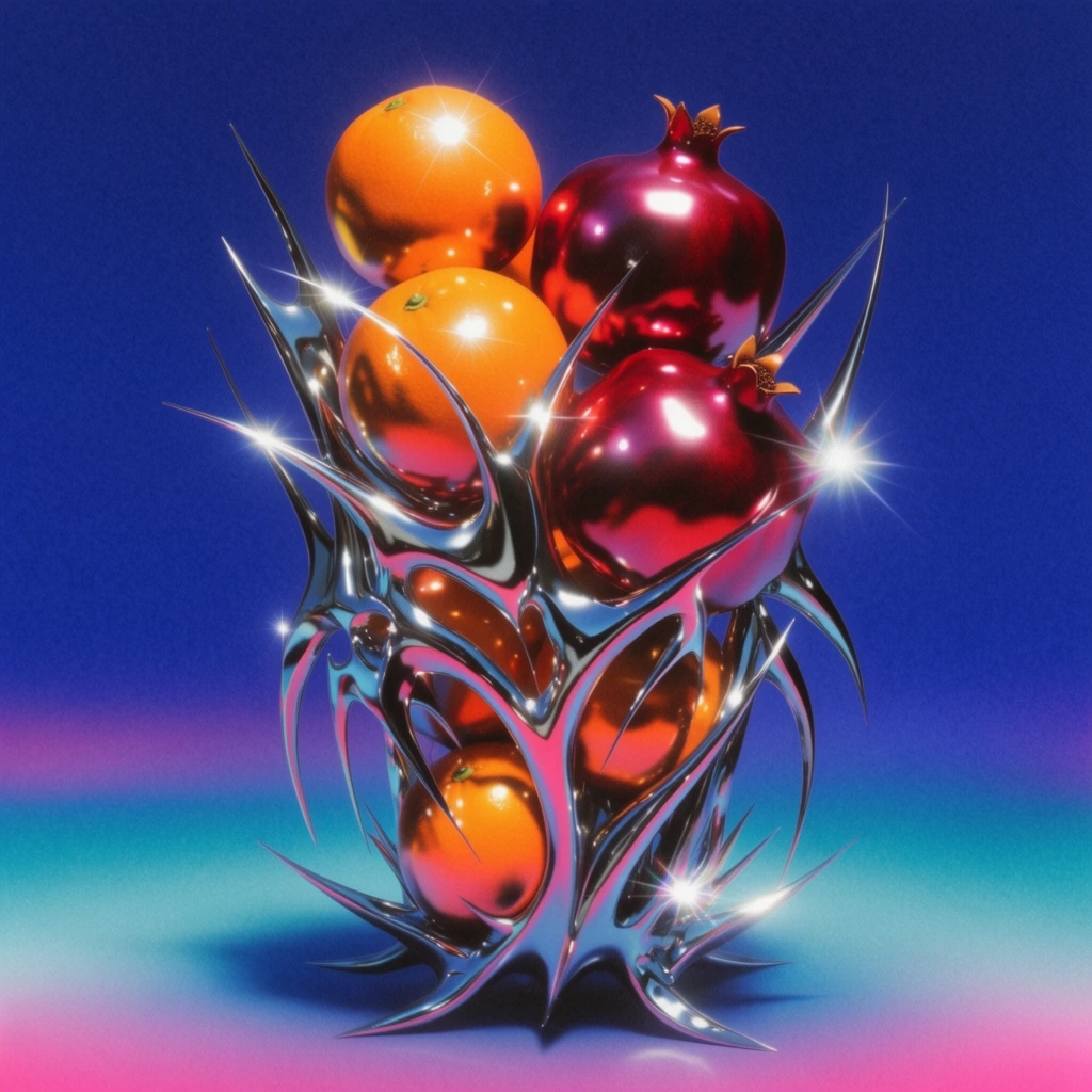 Krea 2 Medium — Y2K chrome fruit