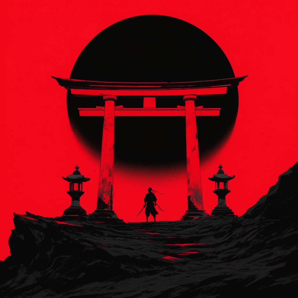 Krea 2 Medium — torii gate graphic illustration