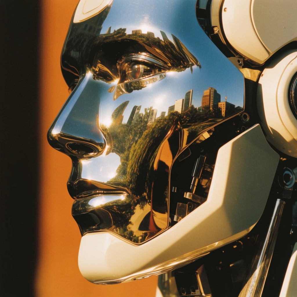 Krea 2 Medium — robot portrait golden hour