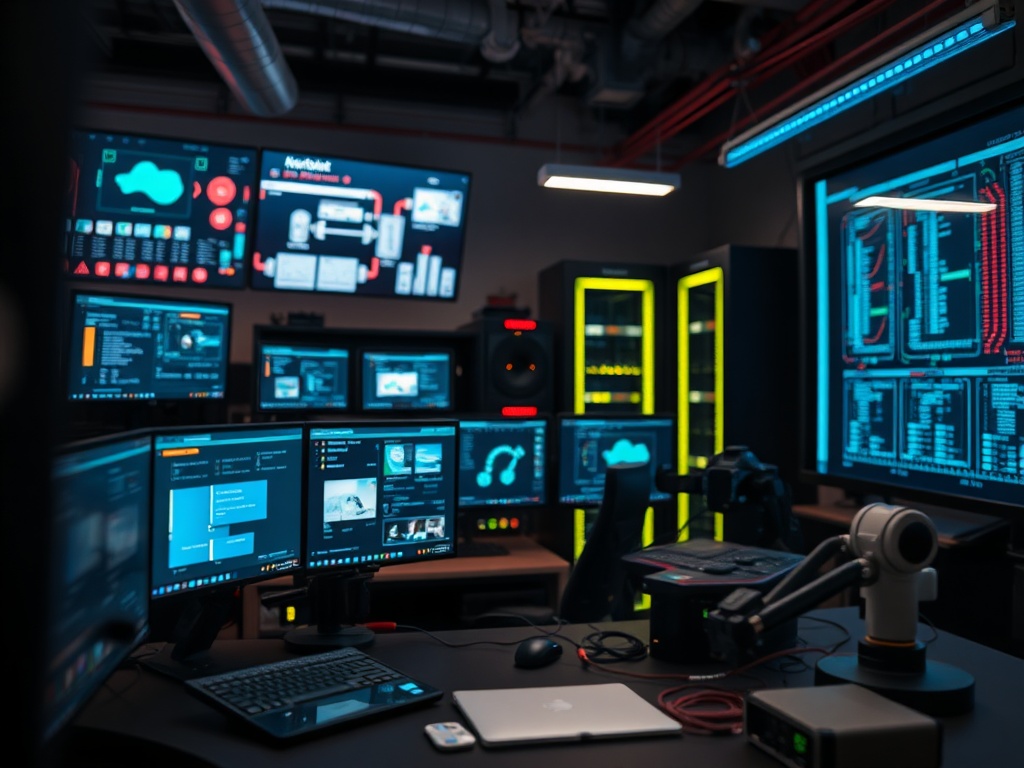 Illustration of AI-powered video automation transforming expert content creation and production processes.