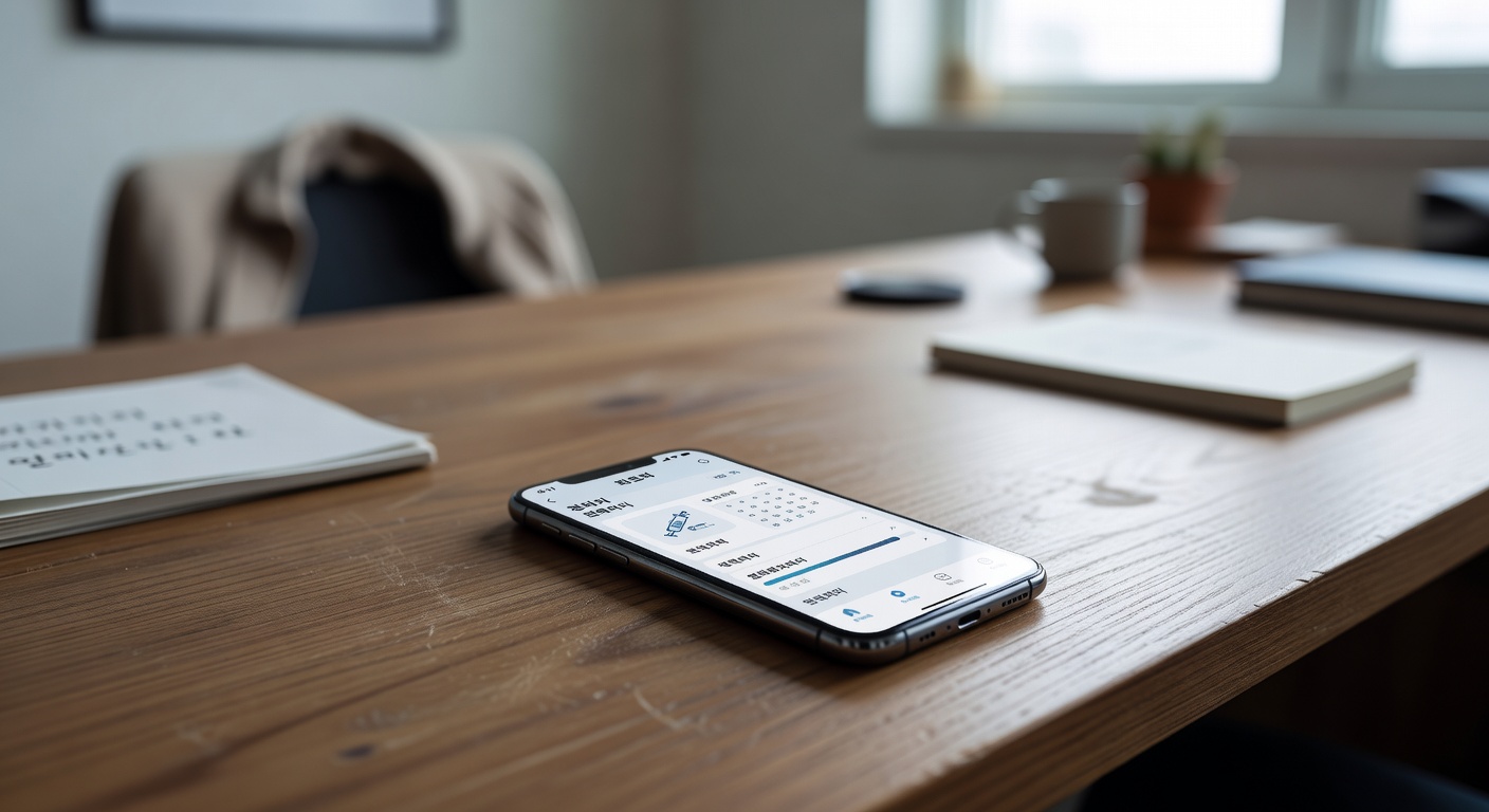 smartphone screen displaying a vaccination schedule app on a wooden desk