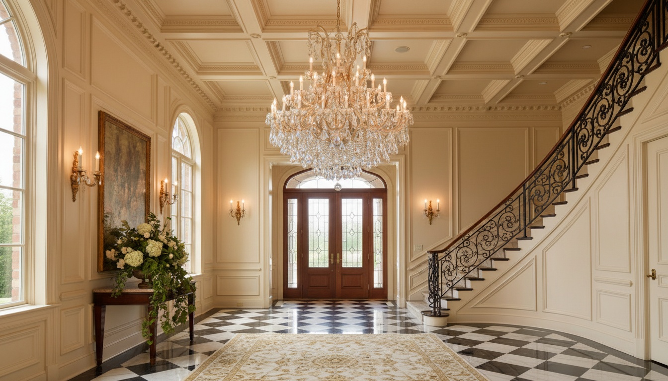 Maria Theresa Empress Crystal Chandelier in a grand foyer with sweeping staircase