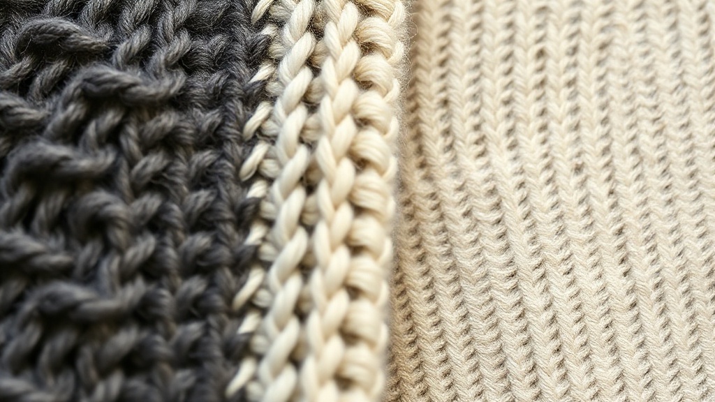 Macro close-up comparison of cashmere and merino knit fabric textures side by side