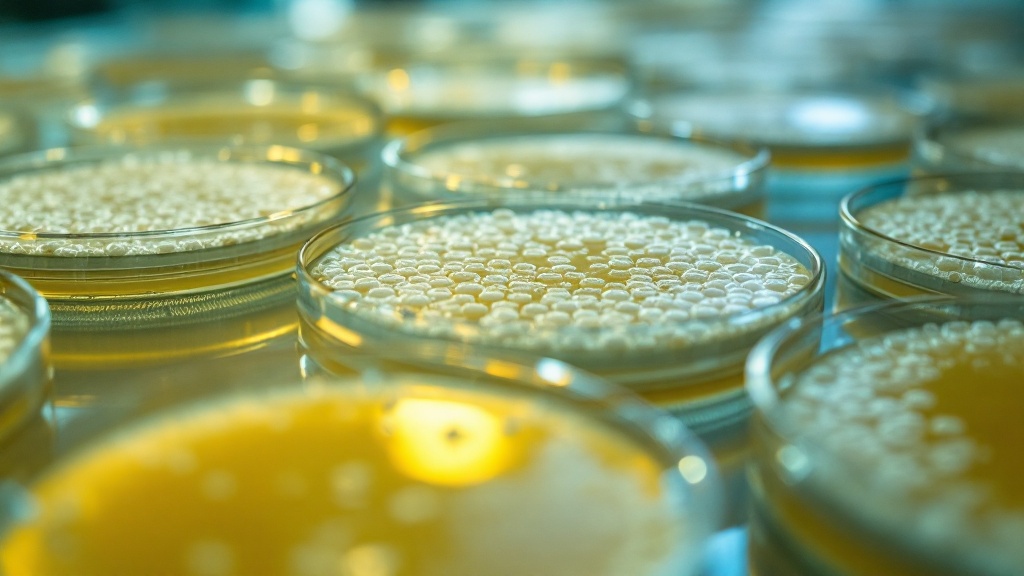 Placas Petri con agar para cultivo de hongos en laboratorio de micología