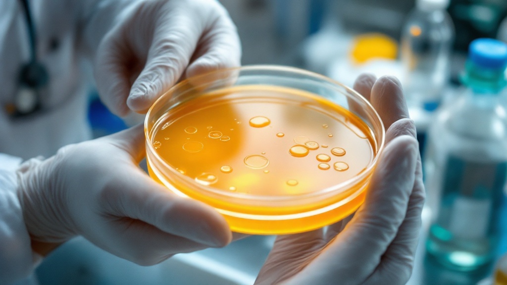 Placas Petri con agar solidificado en laboratorio de micología