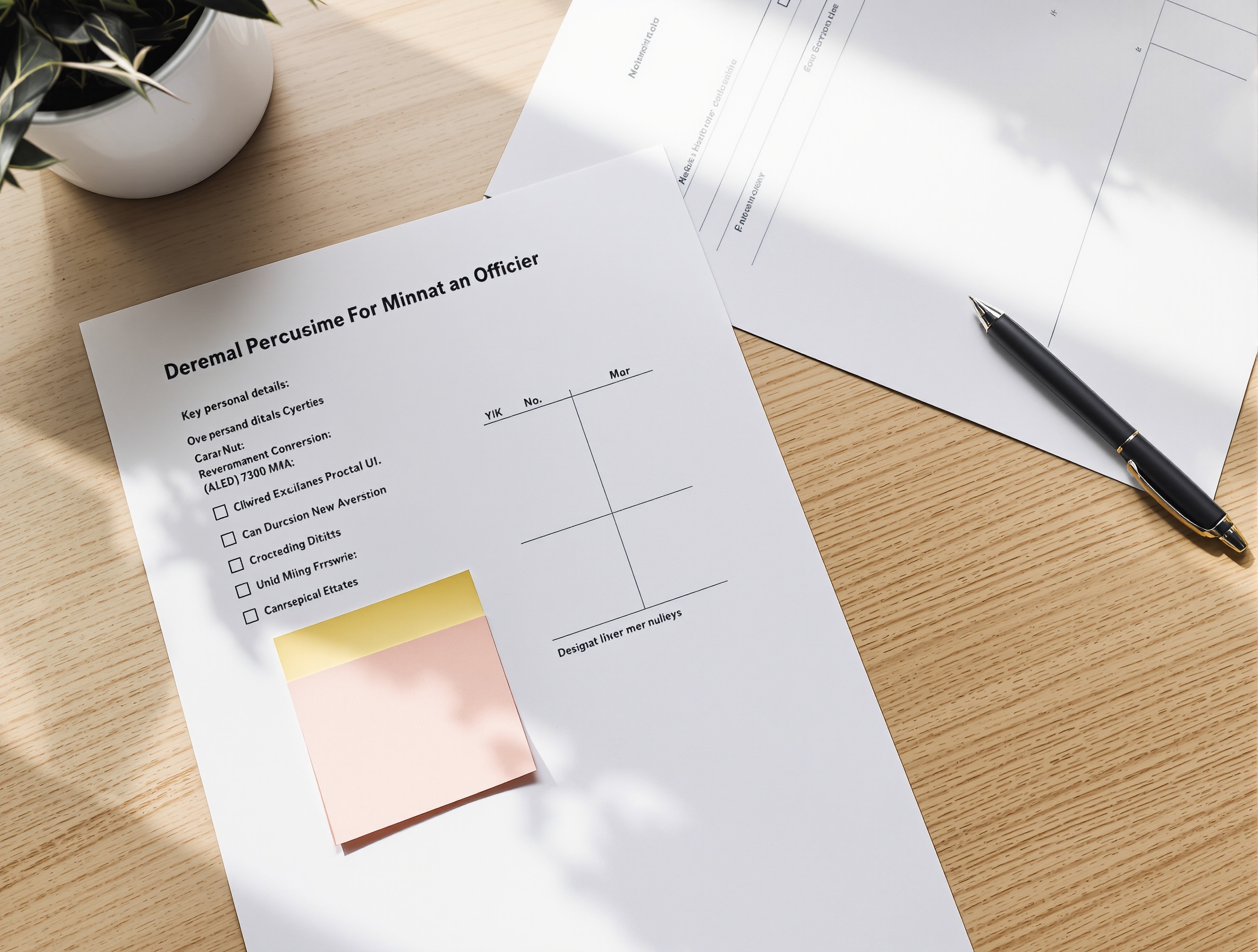 Resumes with identifying details covered alongside a paper screening rubric