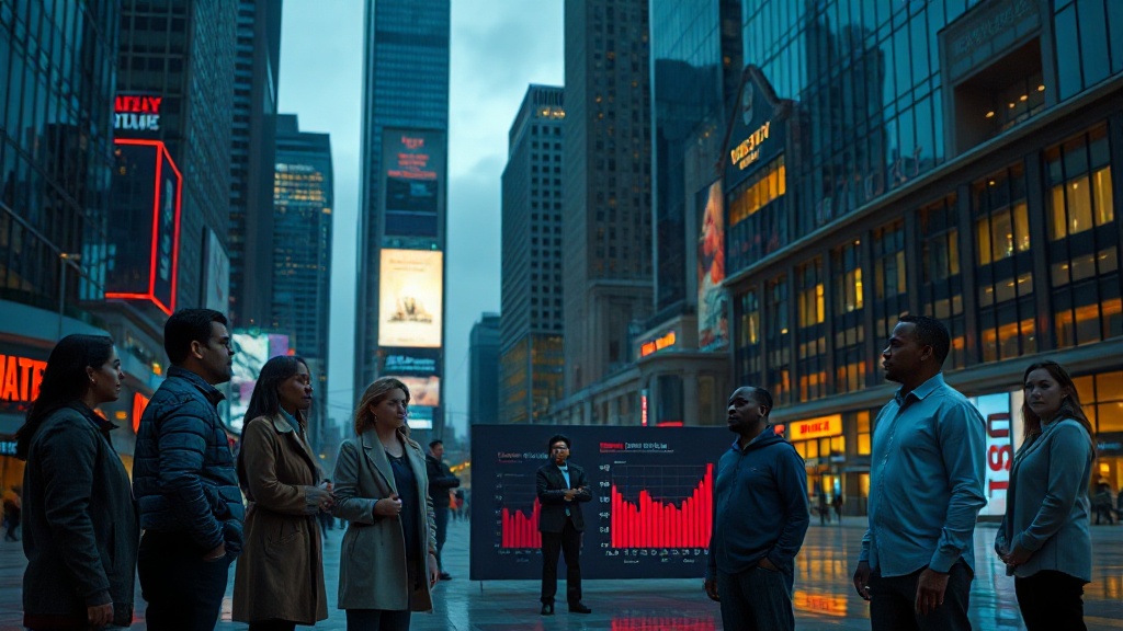 A modern urban scene reflecting public debate about fiscal responsibility