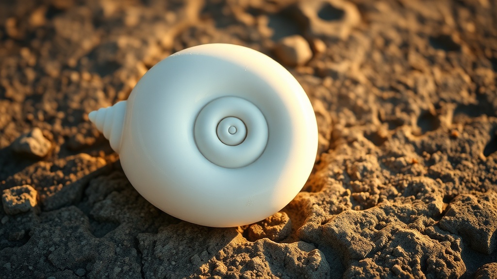 Gros plan sur la spirale naturelle d'une conque blanche sacrée posée sur pierre