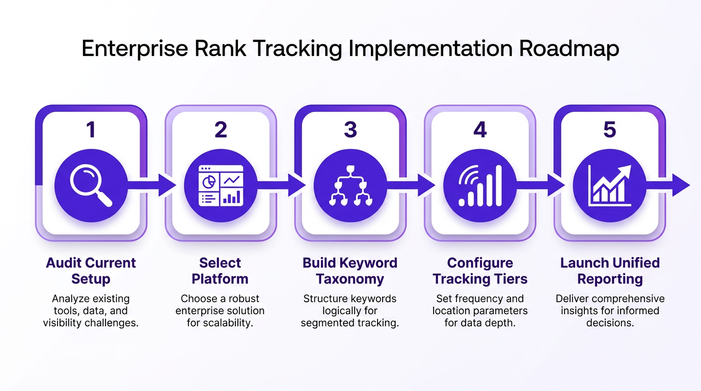 Enterprise rank tracking implementation steps infographic