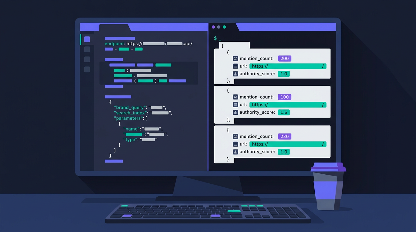 Developer using custom search APIs to track brand mentions for AI search monitoring