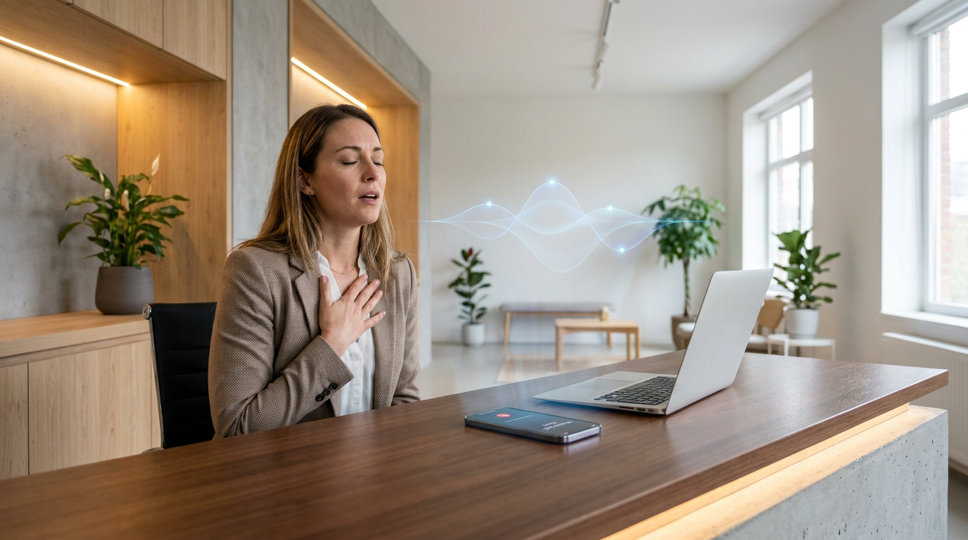 Moderne kantoorruimte met telefoon en laptop waar een ondernemer bereikbaar is dankzij slimme telefoonoplossingen