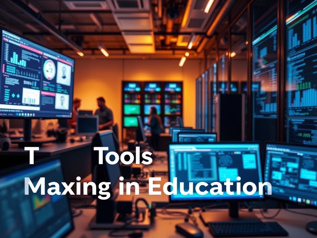 Illustration of top AI tools transforming education with innovative technology and digital learning solutions