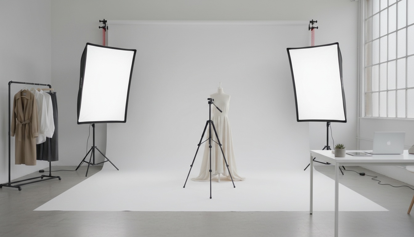 Professional fashion product photography lighting setup