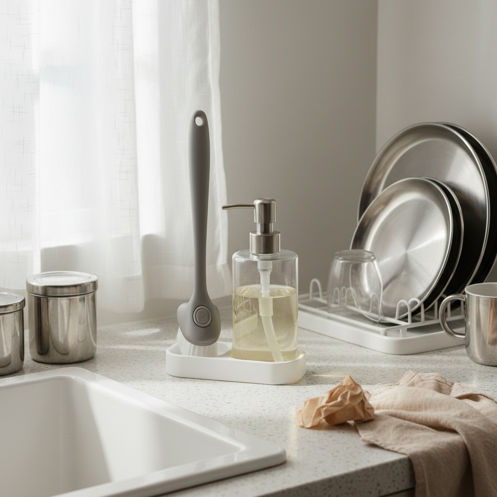 Cleansewell™ Soap Dispensing Dish Brush Set photo 1