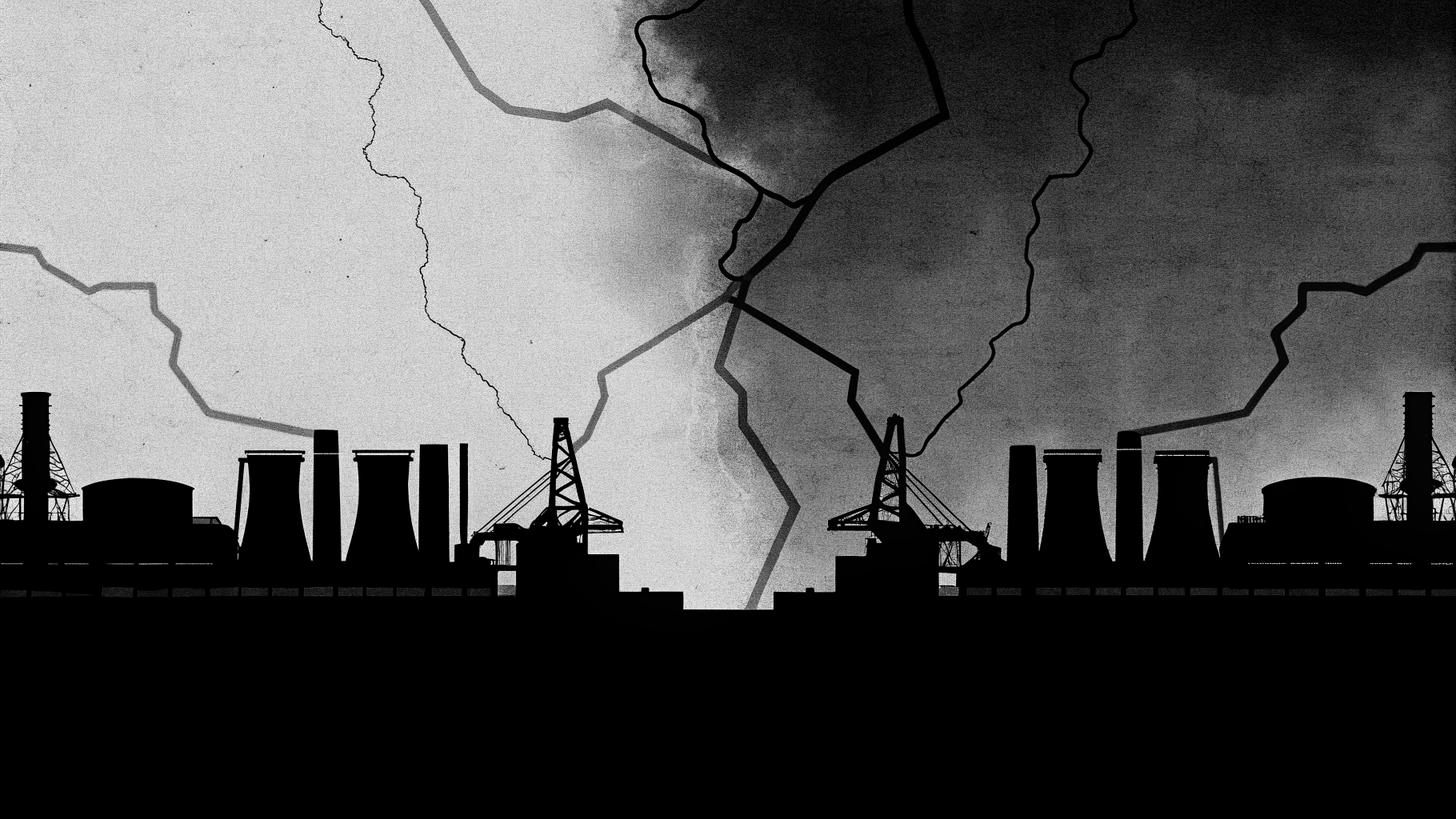 Illustration abstraite montrant des routes commerciales fracturées et des zones géopolitiques en tension