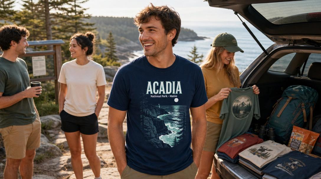 Various styles of national park shirts worn by different people
